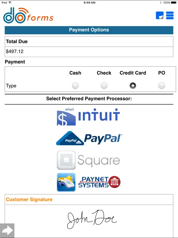 Ảnh chụp màn hình của doForms Mobile Data Platform iPad 