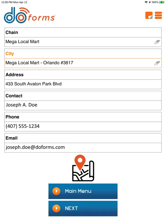 Ảnh chụp màn hình của doForms Mobile Data Platform iPad 
