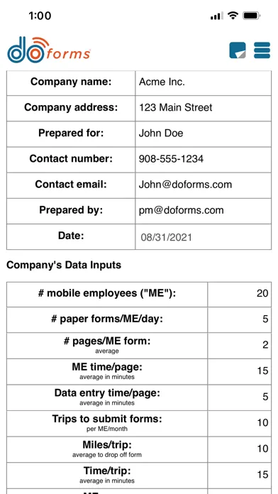 Ảnh chụp màn hình của doForms Mobile Data Platform