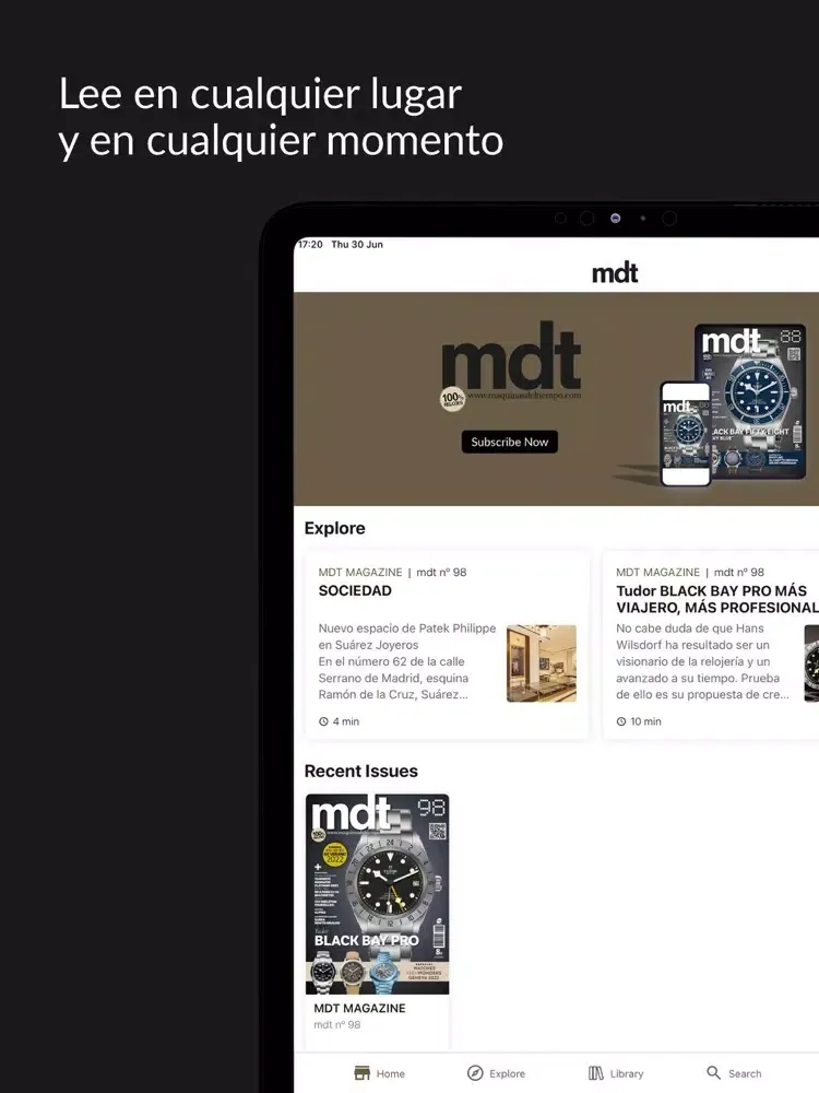 Capturas de tela do MDT Magazine iPad 
