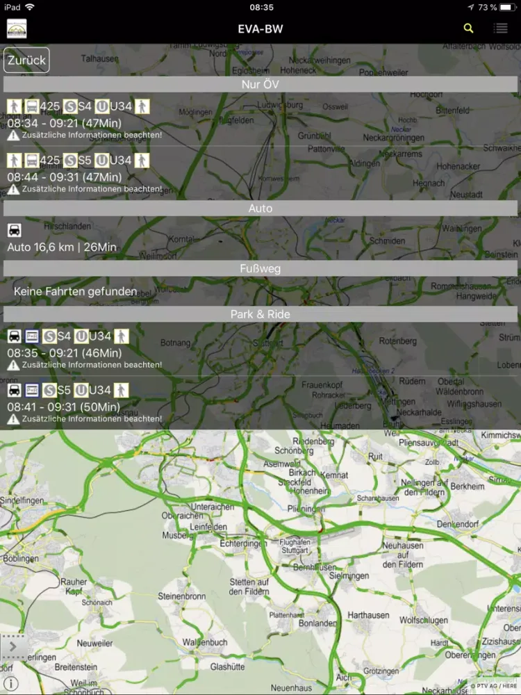 EVA-BW - Verkehrsauskunft iPad  스크린샷