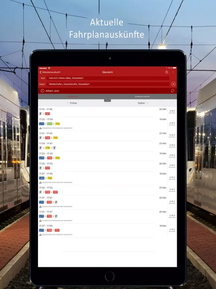 Rheinbahn Fahrplanauskunft iPad  Screenshots