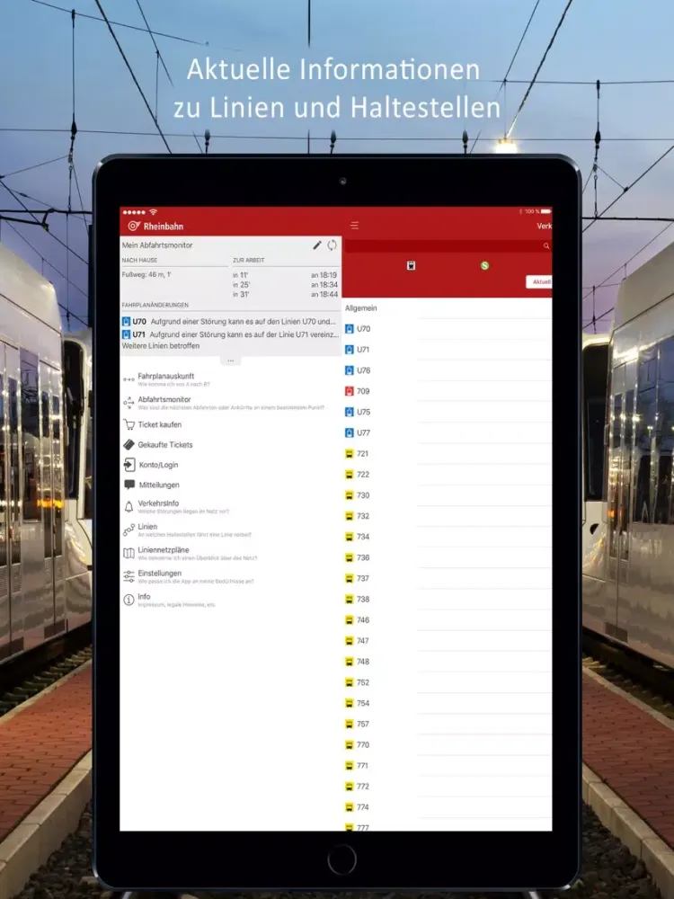 Rheinbahn Fahrplanauskunft iPad  Screenshots