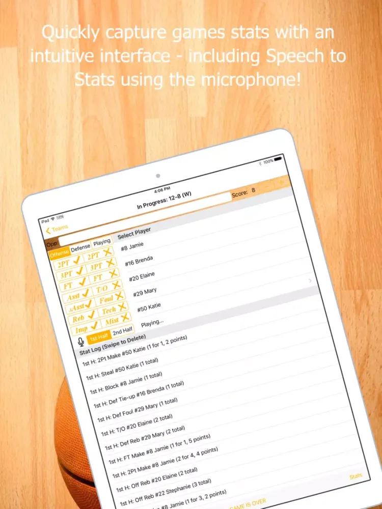 TeamStats Basketball iPad  Screenshots