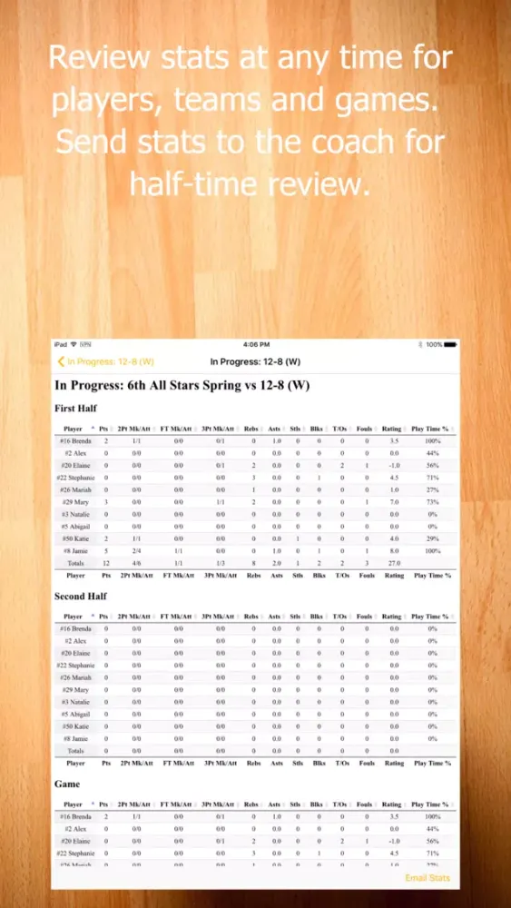 TeamStats Basketball Screenshots