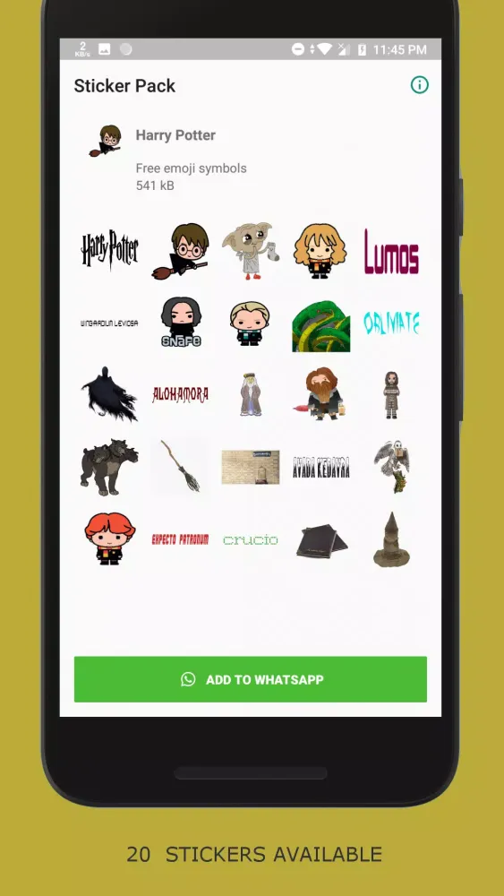 Tangkapan layar Harry Potter Sticker App