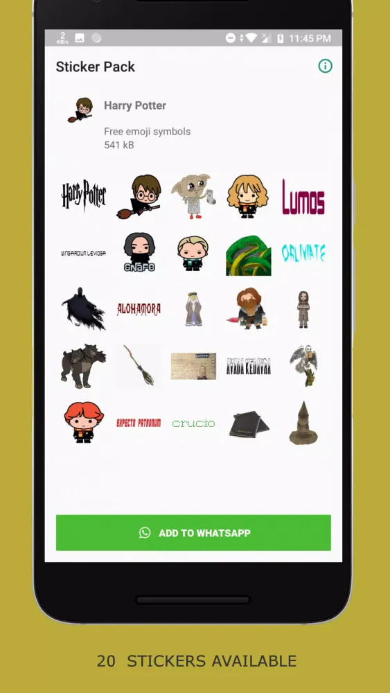 Tangkapan layar Harry Potter Sticker App