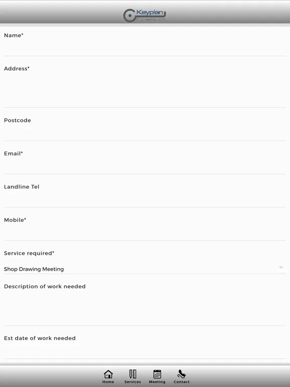 Tangkapan layar Key Plan Engineering iPad 
