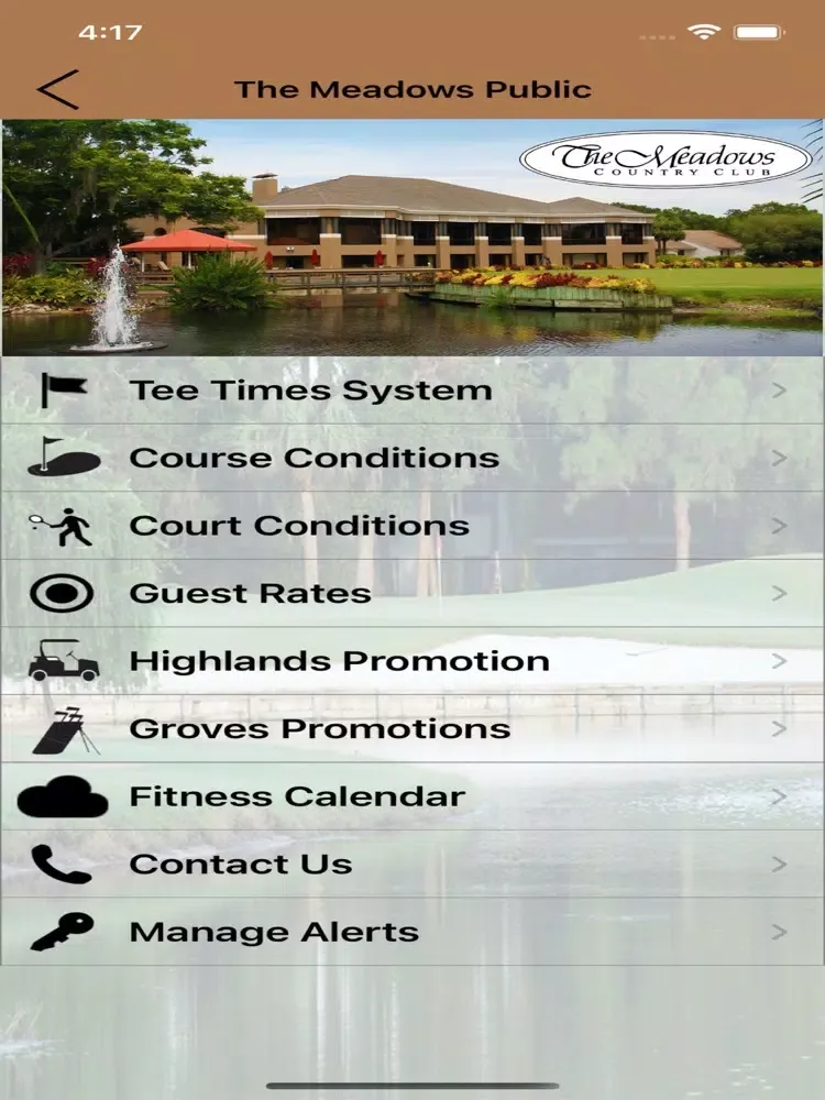 Tangkapan layar The Meadows Country Club iPad 