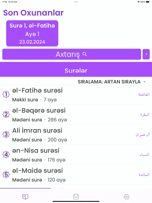 Скриншоты Qurani kərim və məalı iPad 
