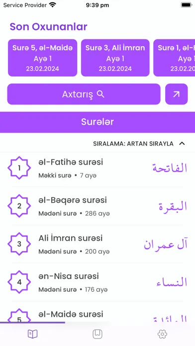 Скриншоты Qurani kərim və məalı