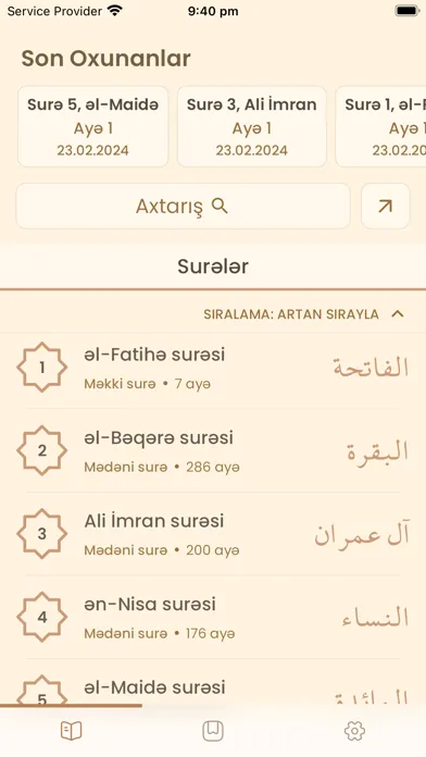Скриншоты Qurani kərim və məalı