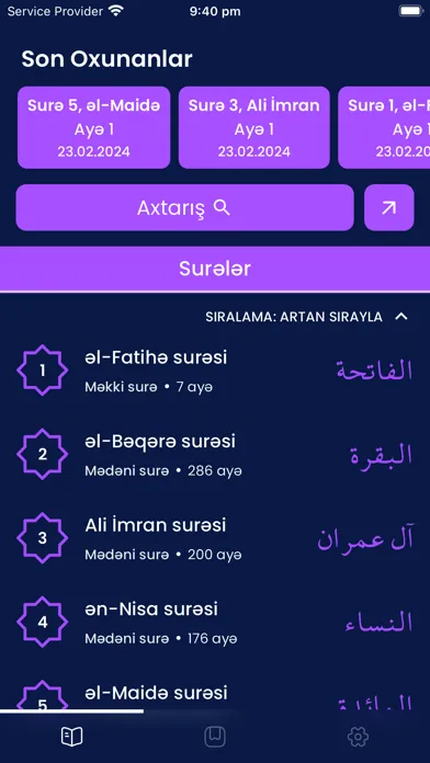 Скриншоты Qurani kərim və məalı