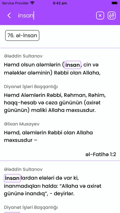 Скриншоты Qurani kərim və məalı
