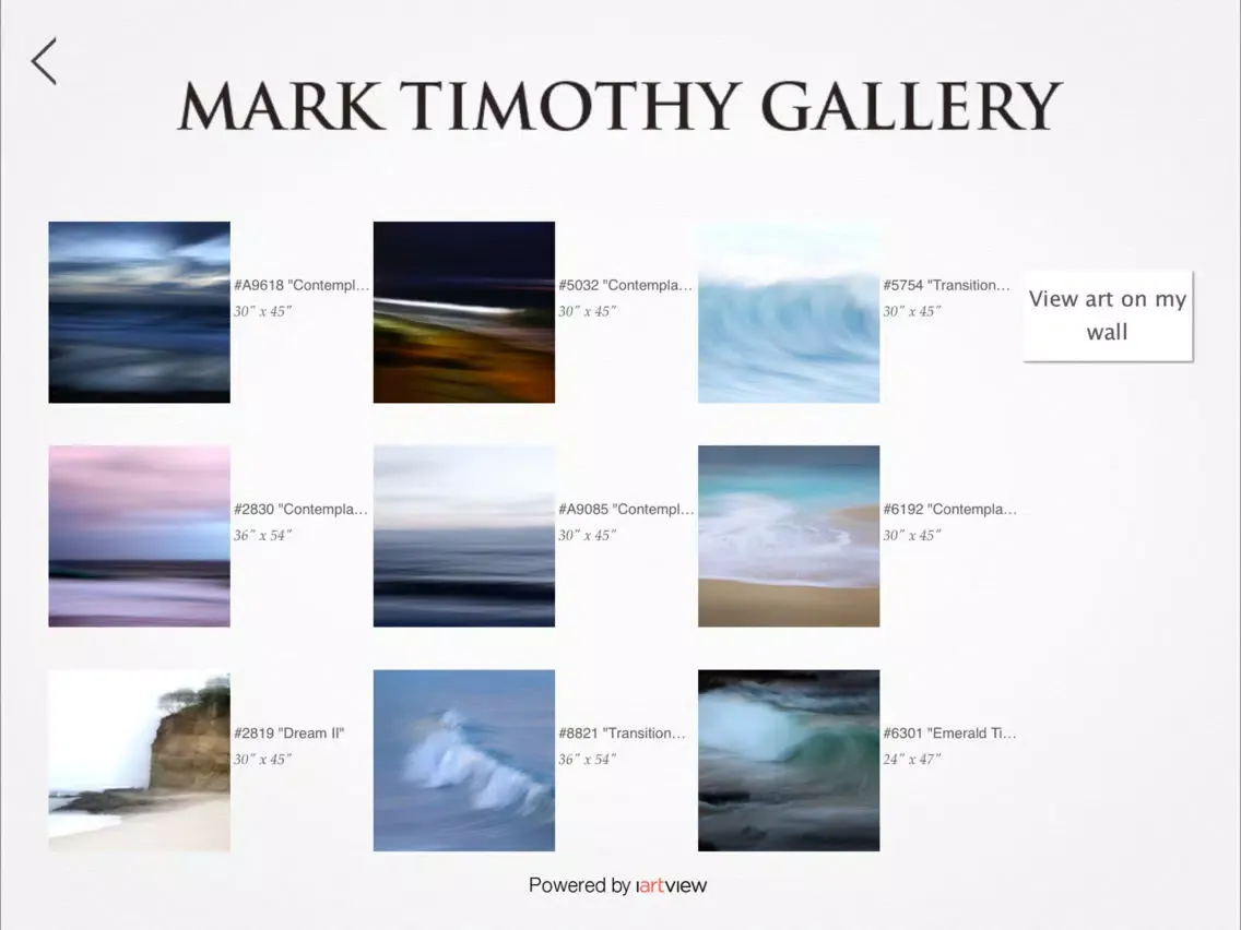 Capturas de tela do Mark Timothy Gallery iPad 