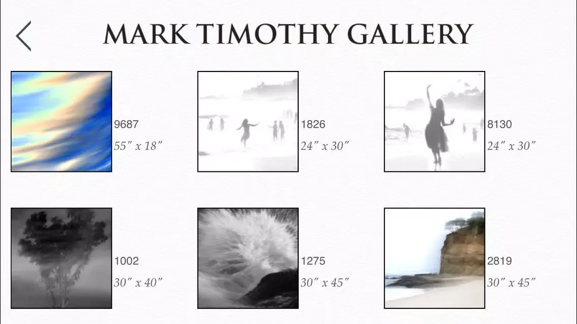 Capturas de tela do Mark Timothy Gallery