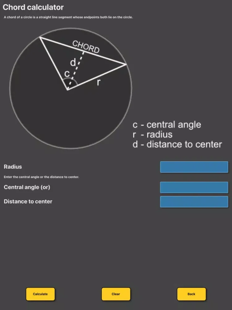 Скриншоты Chord length calculator circle iPad 