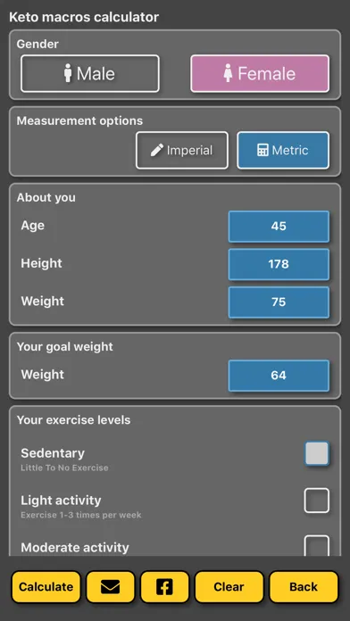 Keto Macro Calculator Screenshots