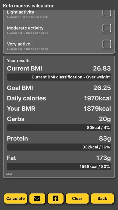 Keto Macro Calculator Screenshots