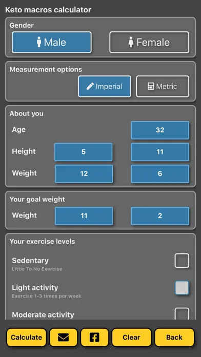 Keto Macro Calculator Screenshots