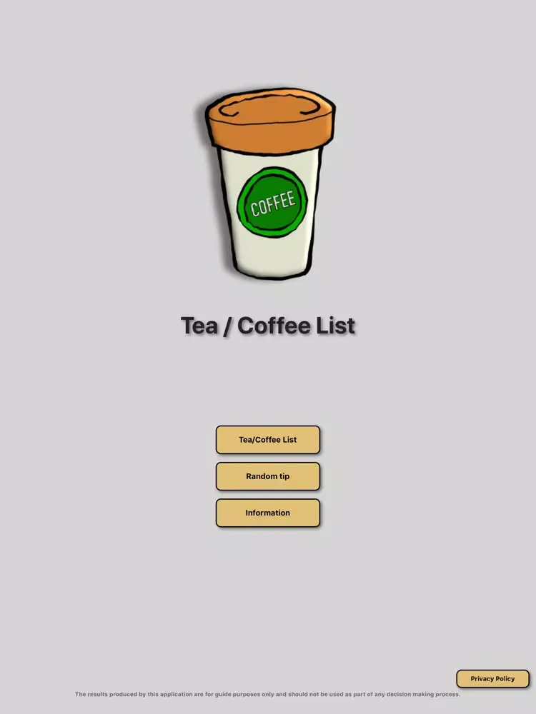 صور Coffee / tea list organiser iPad 