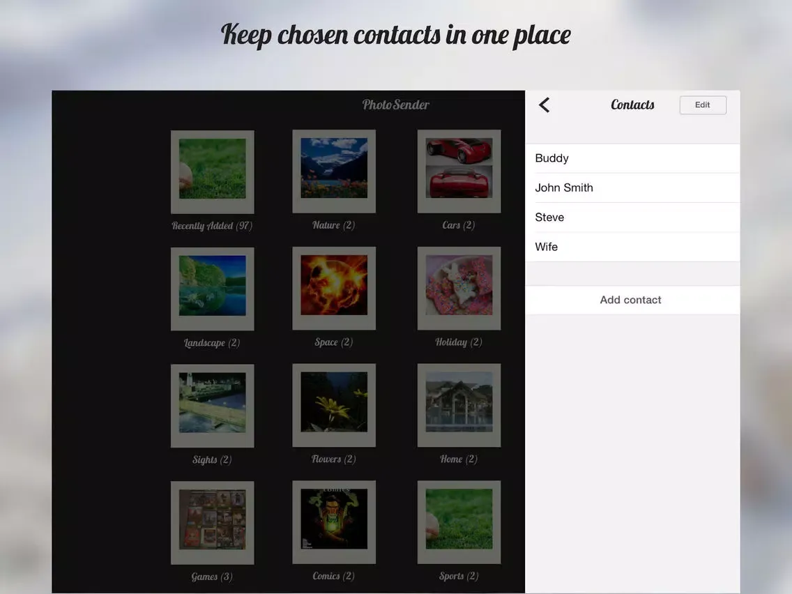 Tangkapan skrin PhotoSender: Share Photos iPad 
