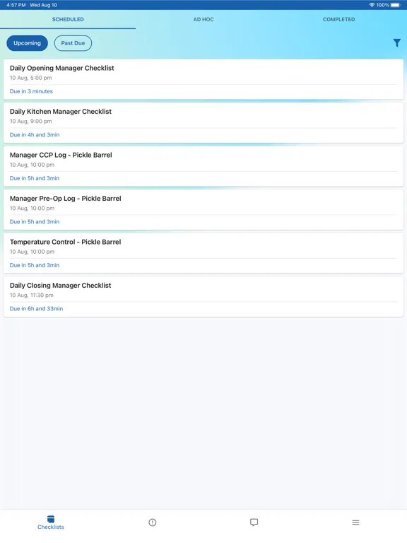 DailyChex iPad  Screenshots