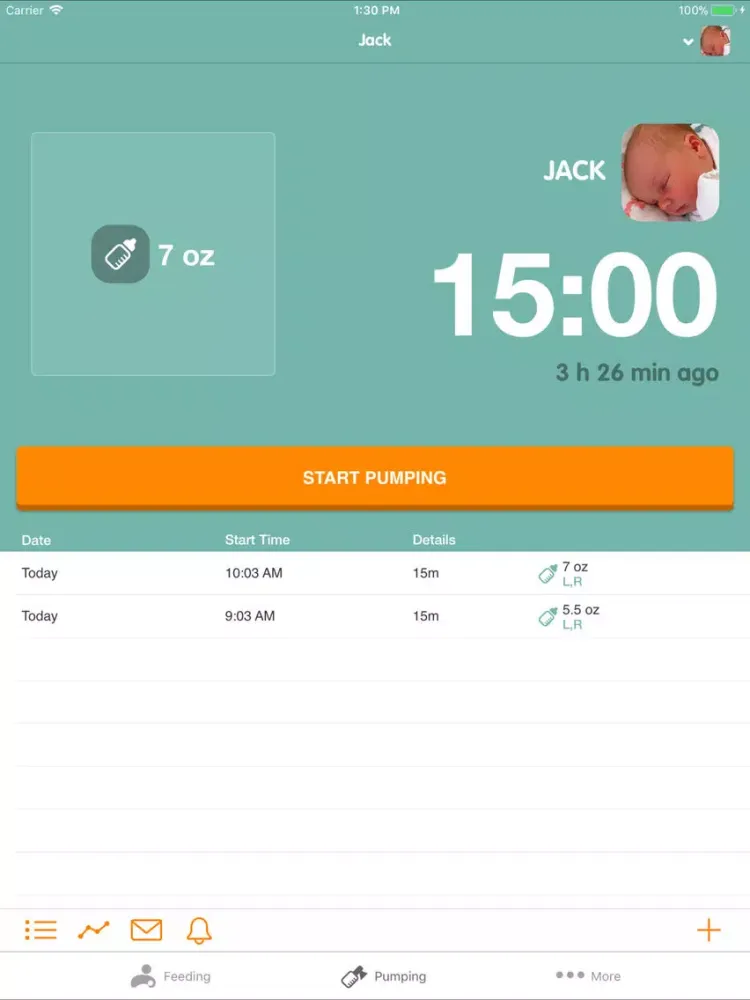 Captures d'écran de Sprout Feeding Tracker iPad 