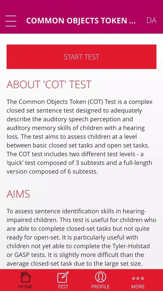 COT Test سکرین شاٹس