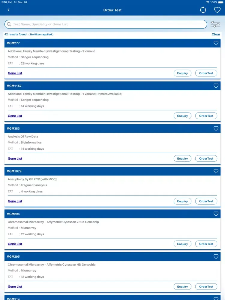 Capturas de pantalla de MedGenome Clinician App iPad 