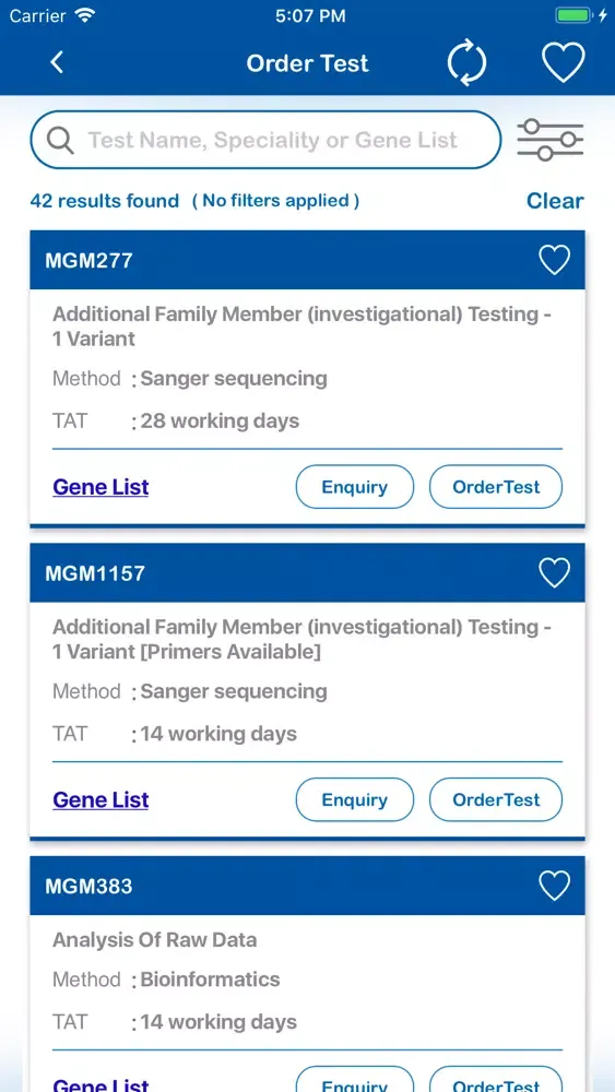 Capturas de pantalla de MedGenome Clinician App