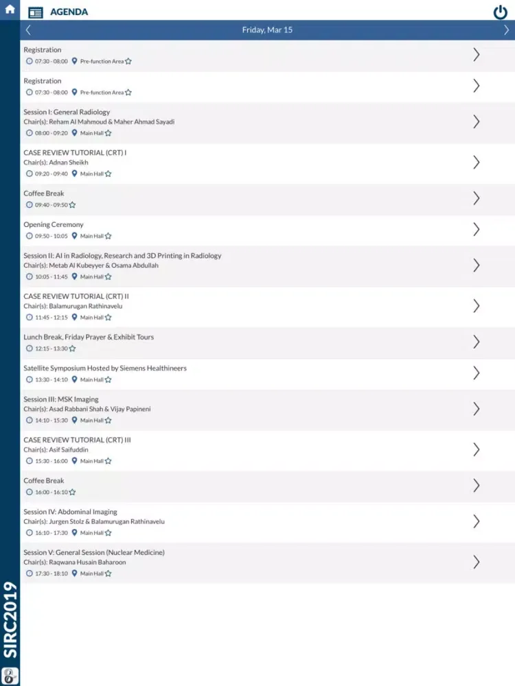 Capturas de tela do SIRC2019 iPad 