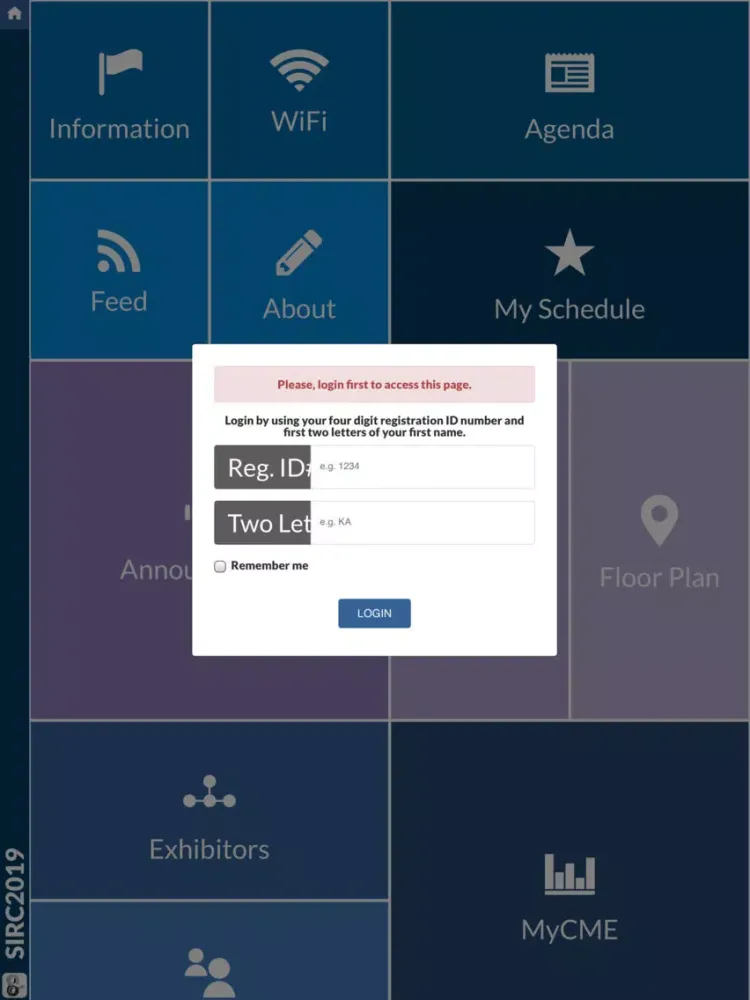 Capturas de tela do SIRC2019 iPad 