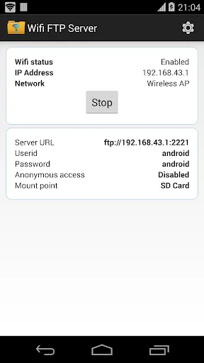 WiFi FTP Server Screenshots