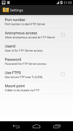 WiFi FTP Server Screenshots