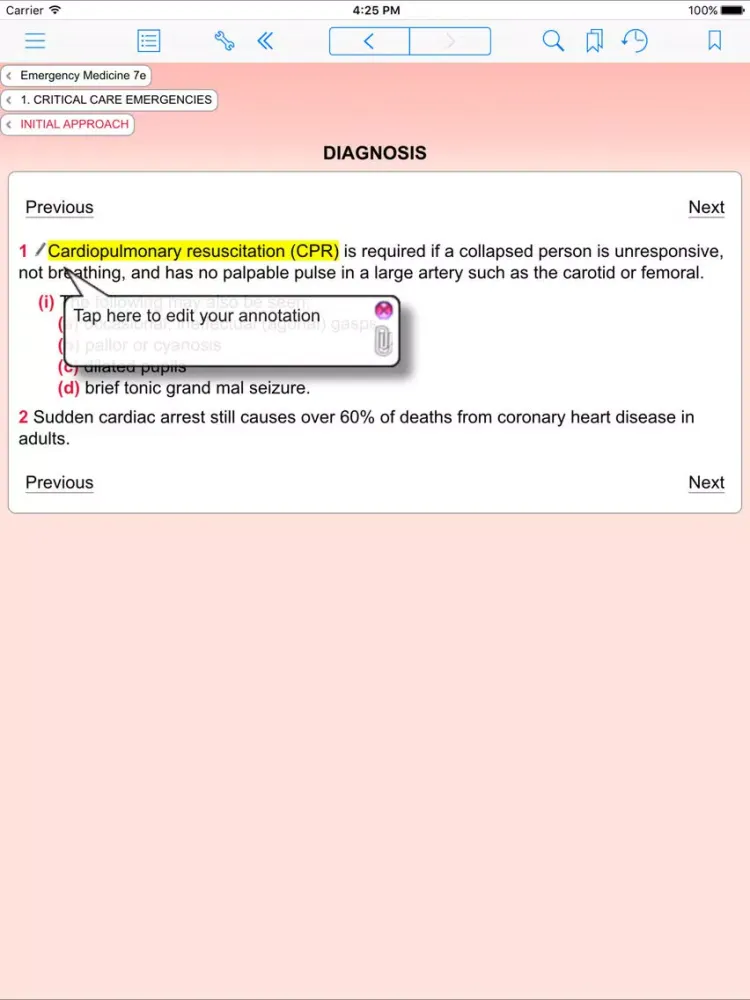 Capturas de tela do Emergency Medicine Diag & Mang iPad 