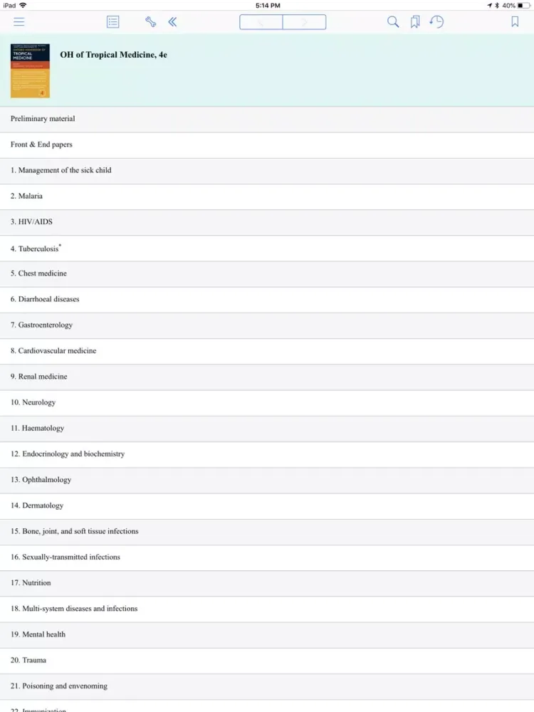Oxf HB of Tropical Medicine,4E iPad  Screenshots
