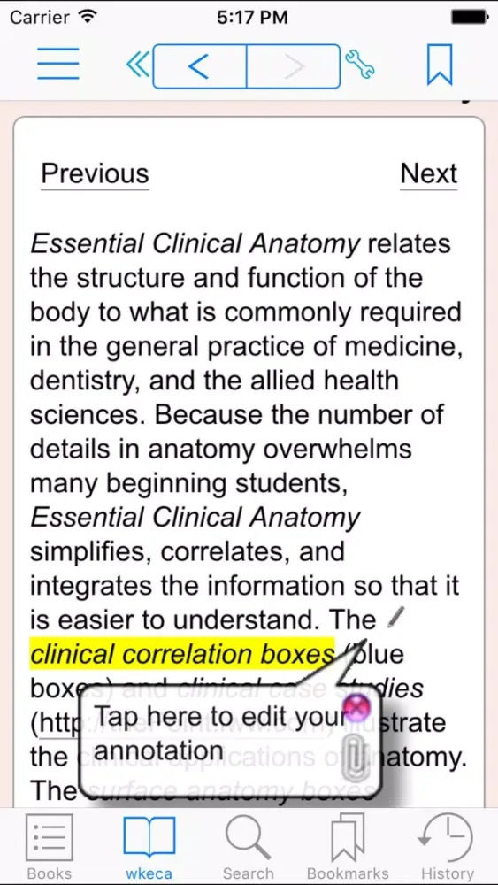 Capturas de tela do Essential Clinical Anatomy, Fifth Edition