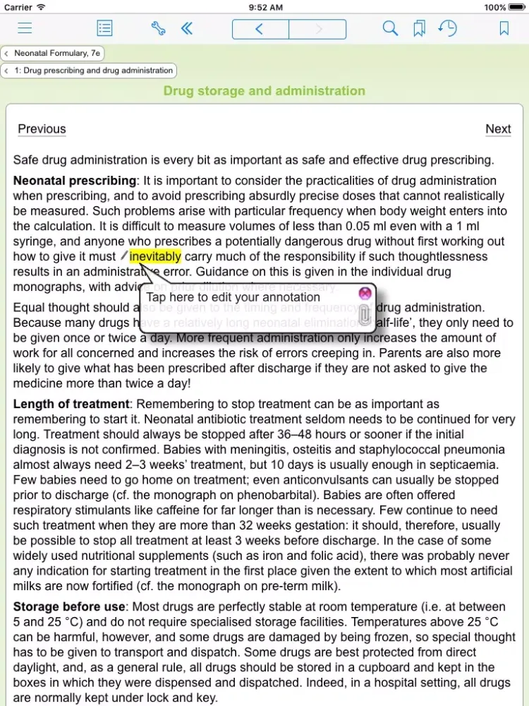 Скриншоты Neonatal Formulary: Drug Use in Pregnancy and the First Year of Life, 7th Edition iPad 