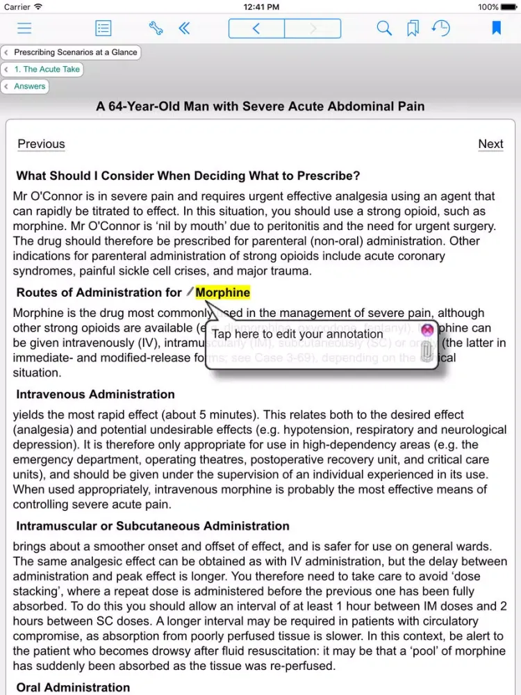 Tangkapan layar Prescribing Scenarios at a Glance iPad 