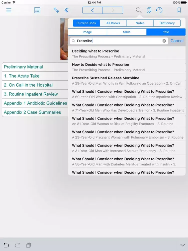 Tangkapan layar Prescribing Scenarios at a Glance iPad 