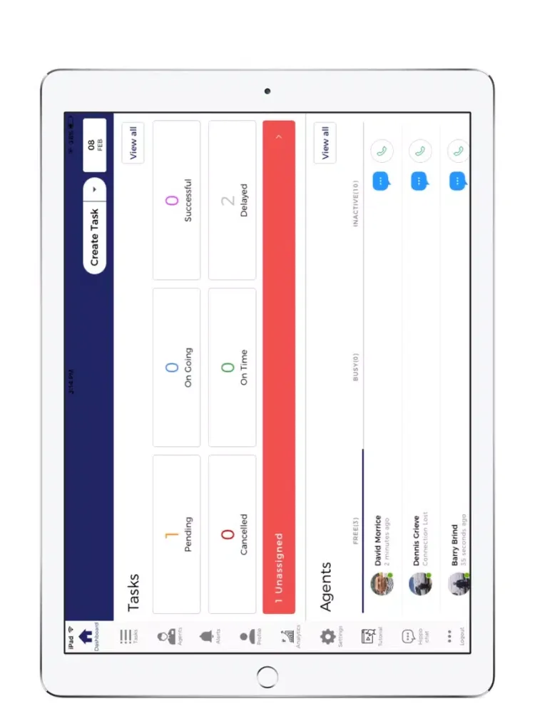 Tangkapan layar Medi Freight tTask View iPad 