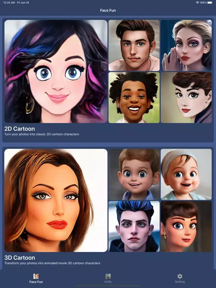 Face AI: Artist Cartoon maker iPad  سکرین شاٹس