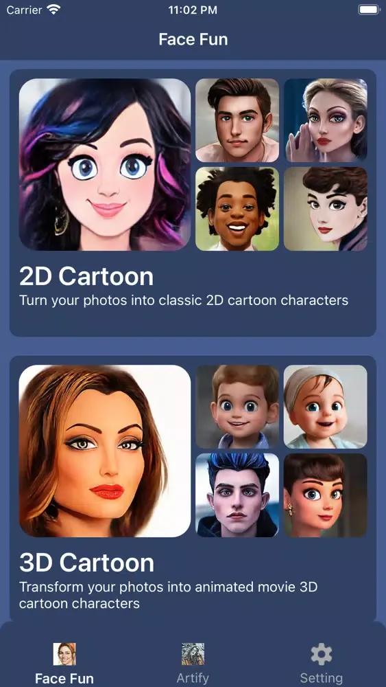 Face AI: Artist Cartoon maker سکرین شاٹس