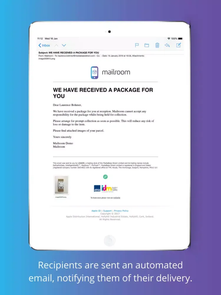 Tangkapan layar Mailroom - Legacy iPad 