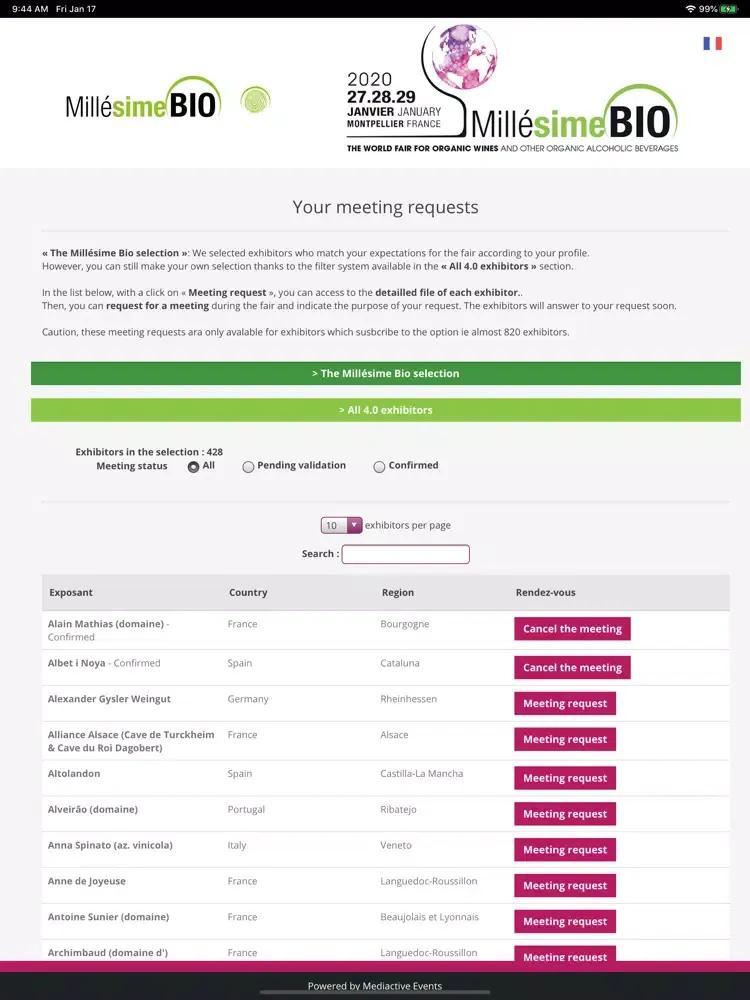 Rendez-vous Millésime Bio 2020 iPad 应用截图
