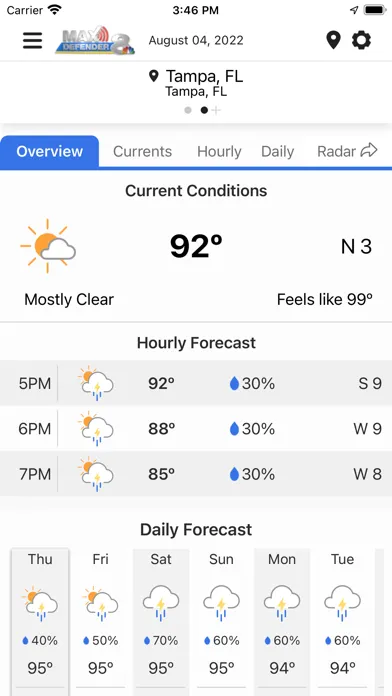 Скриншоты Max Defender 8 Weather App