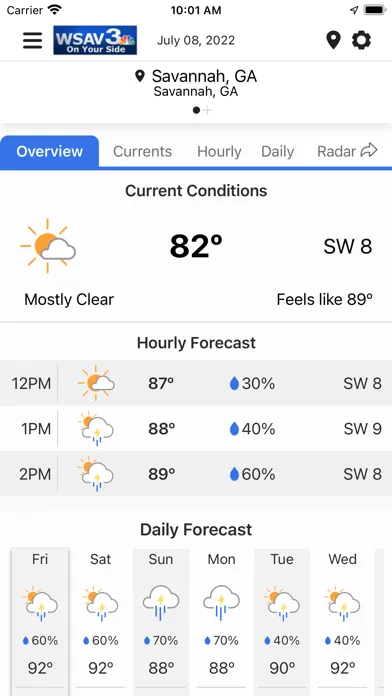 WSAV Weather Now Screenshots