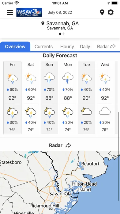 WSAV Weather Now Screenshots