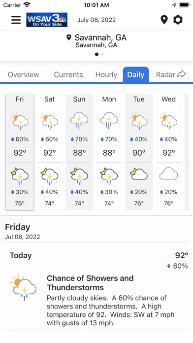 WSAV Weather Now Screenshots